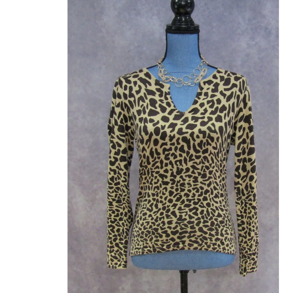 Talbots Petites Silk Blend Animal Print Sweater